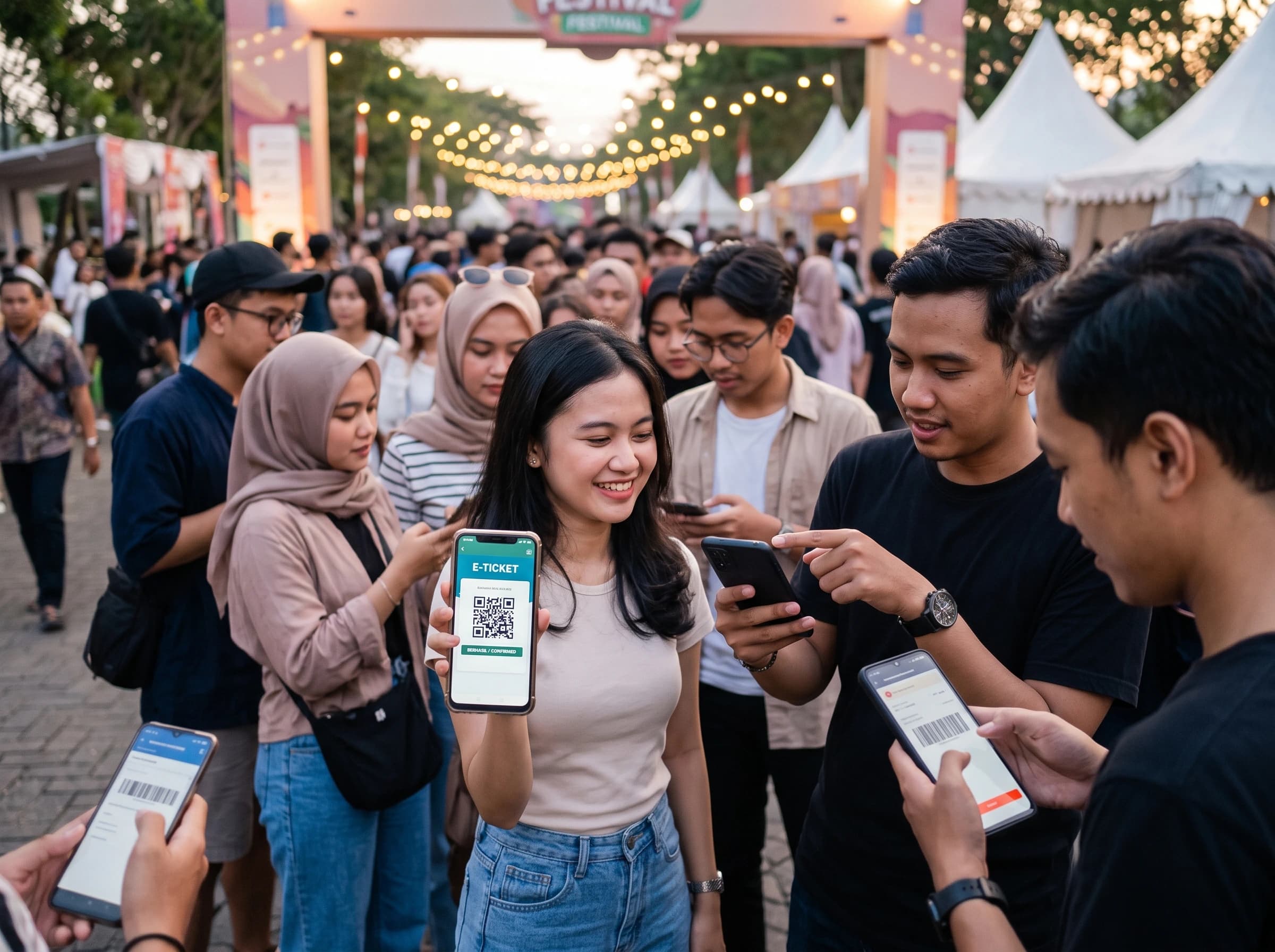 Suasana venue event pada malam hari